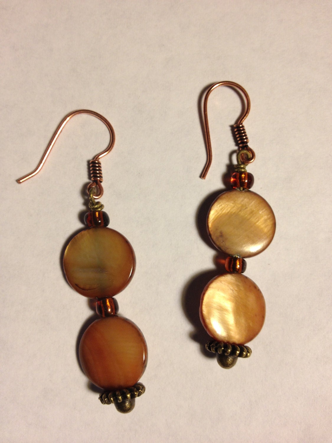 Gemini-- Handmade Shell Bead Earrings