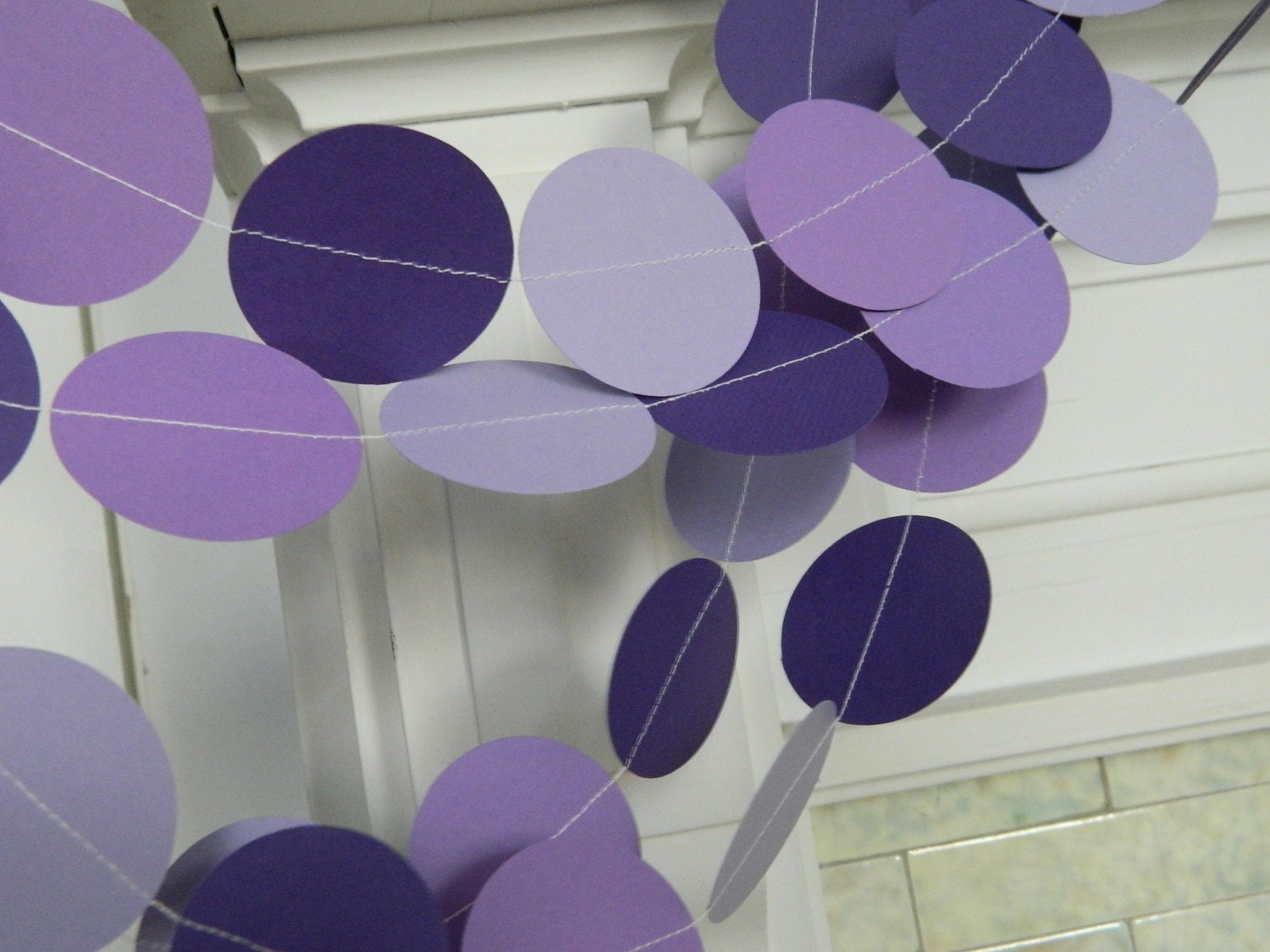 Paper Garland 10ft - 3 Shades of Purple Baby Shower Decorations Birthday Party Decor Photo Prop Bridal Shower Decor