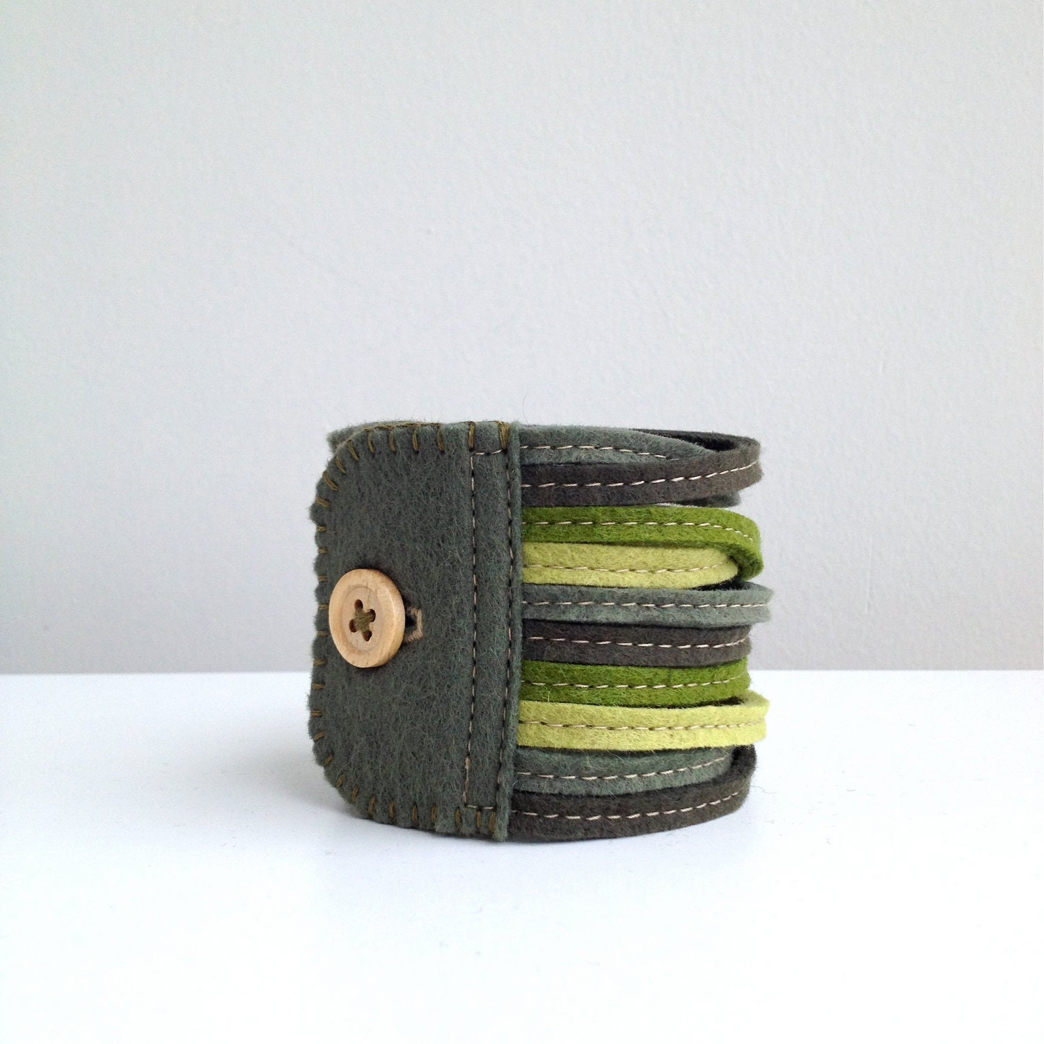 Skinny Wool Felt Bracelet Wristband Cuff // Evergreen // LoftFullOfGoodies