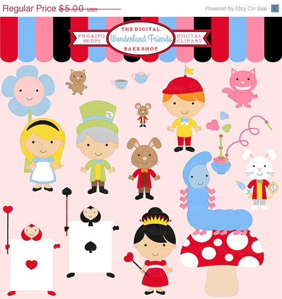 30% OFF alice in wonderland clipart clip art digital - Wonderland Friends Clipart