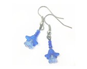 Blue Flower Earrings, Lucite Flower Beads, 2 Shades of Blue