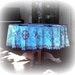Vintage Round Aqua Batik Tablecloth and 6 Napkins, Extra Large