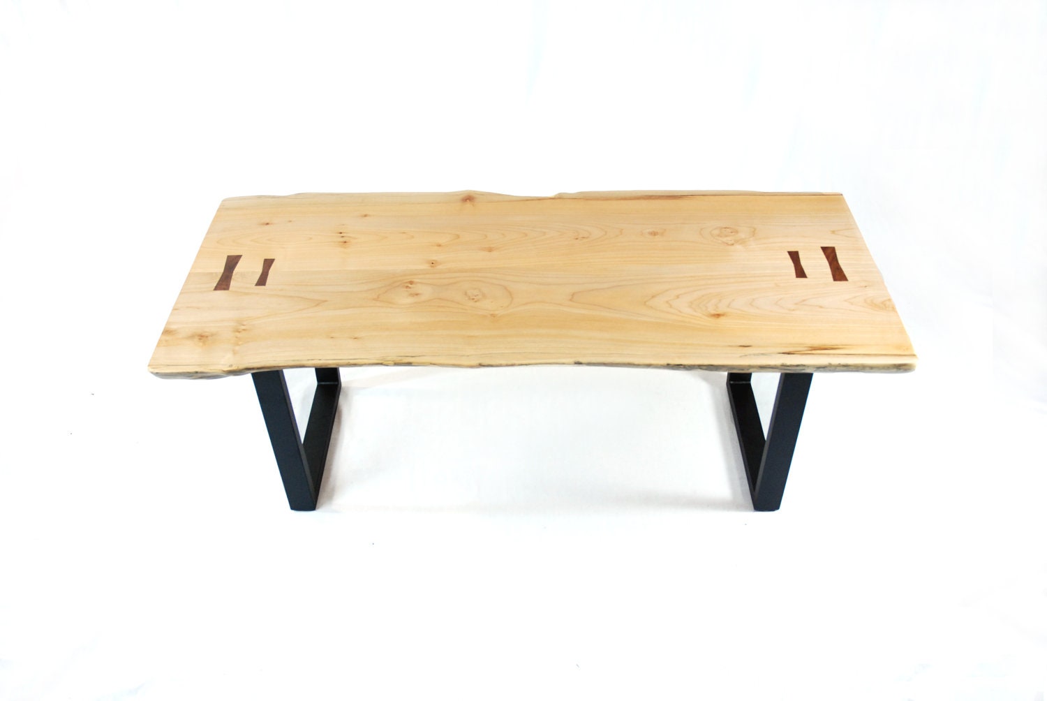 Brooklyn Coffee Table -- Maple Slab with Black Walnut Butterflys