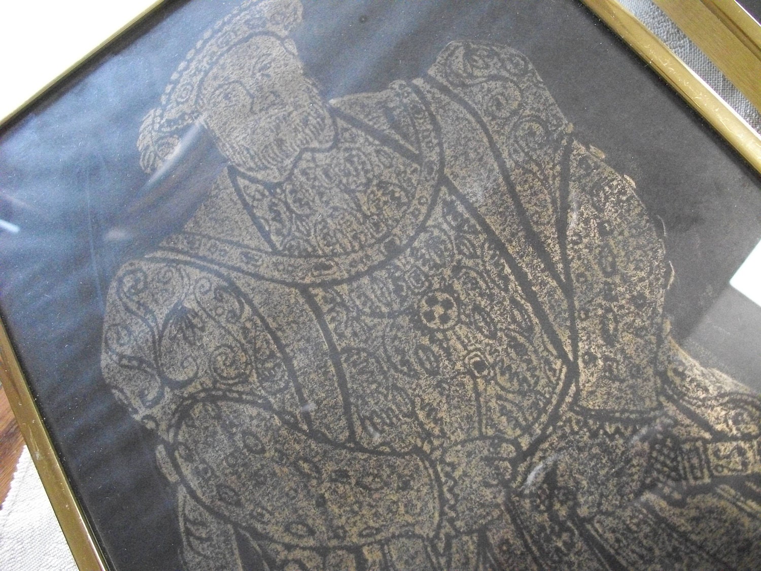 Unique handmade Images of Henry VII and his queen Anne Boleyn, goldtone frames,descriptions on back