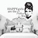 Audrey Hepburn Happy Girls Are The Prettiest Quote Wall Decal 20"h X 30"w