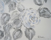 Pale Blue Roses 'Susannah' 11 x 14 Original Painting of The Rose Series French Nordic Cottage Living Home Decor