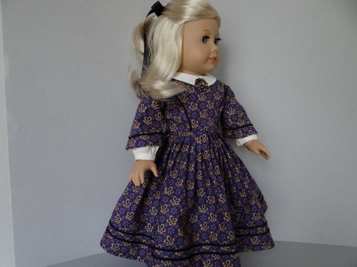 Civil War day dress for American Girl or similar 18 inch dolls.