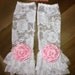 Footless White Lace Ruffle Leggings with Pink Ballet Rosettes Fabulous Spring, Easter, Summer, Birthday, Cake Smash Photo Session Prop
