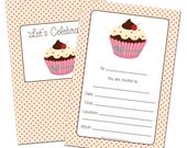 Cupcake Themed Fill-In Party Stationery Package (Qty 12) Il_170x135