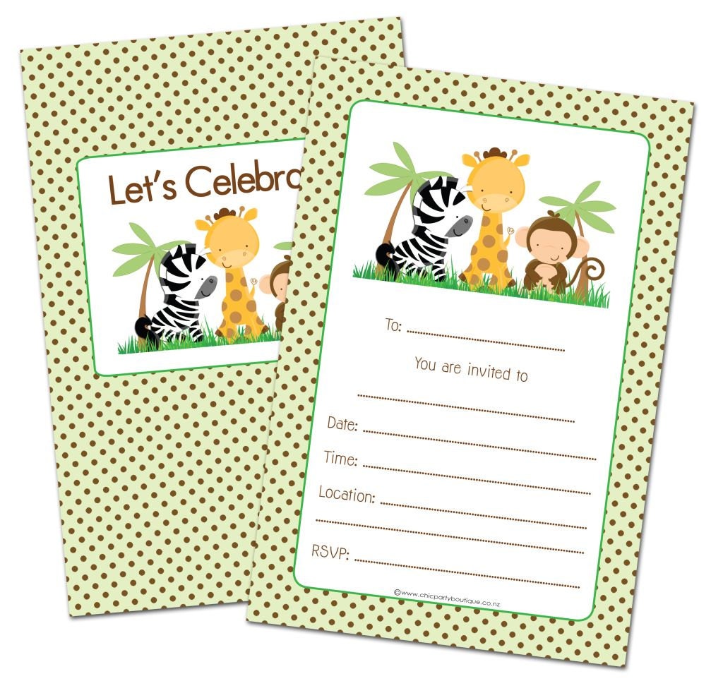 Zoo Themed Fill-In Party Stationery Package (Qty 12) Il_170x135
