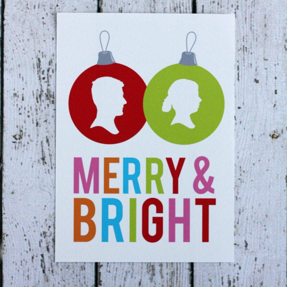 Newlywed Custom Silhouette Christmas Card Set