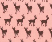 Oh Deer Blossom Fabric - Floral Metro Silhouettes Tiny Deer Pink by Momo for Moda Fabrics (1 yard) SALE