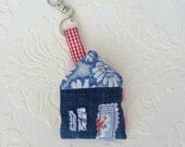 Keychain Fabric Key Fob Bag Chain Fabric House, gift under 10