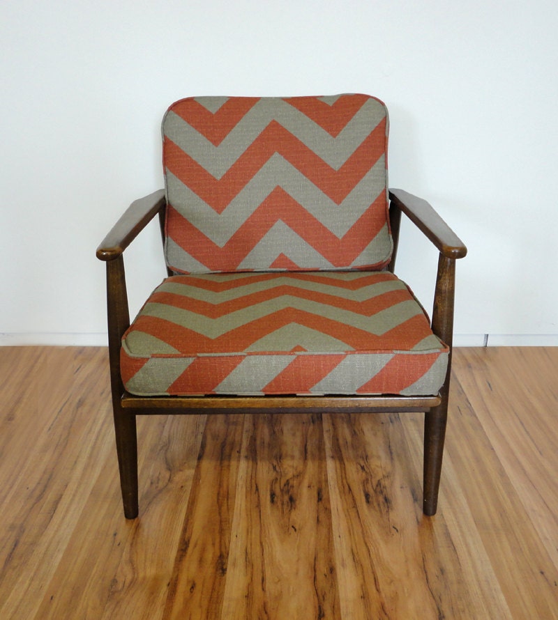 Reserved for kvrodgers- Mid Century Chevron Danish Lounge Chair Walnut