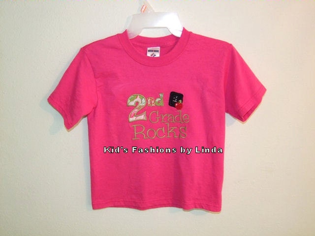 Hot Pink/ Lime Green 2nd Grade Rocks Tshirt