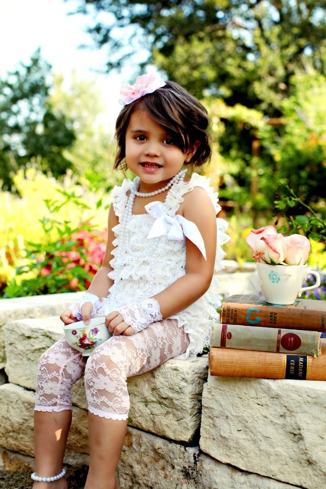 Choose RED, HOT Pink, IVORY, Light Pink, Black, White- Lace Leggings Tights for Infant - Toddler