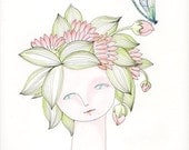 Limited edition 8x11 print of my original painting "The Lotus Flower"