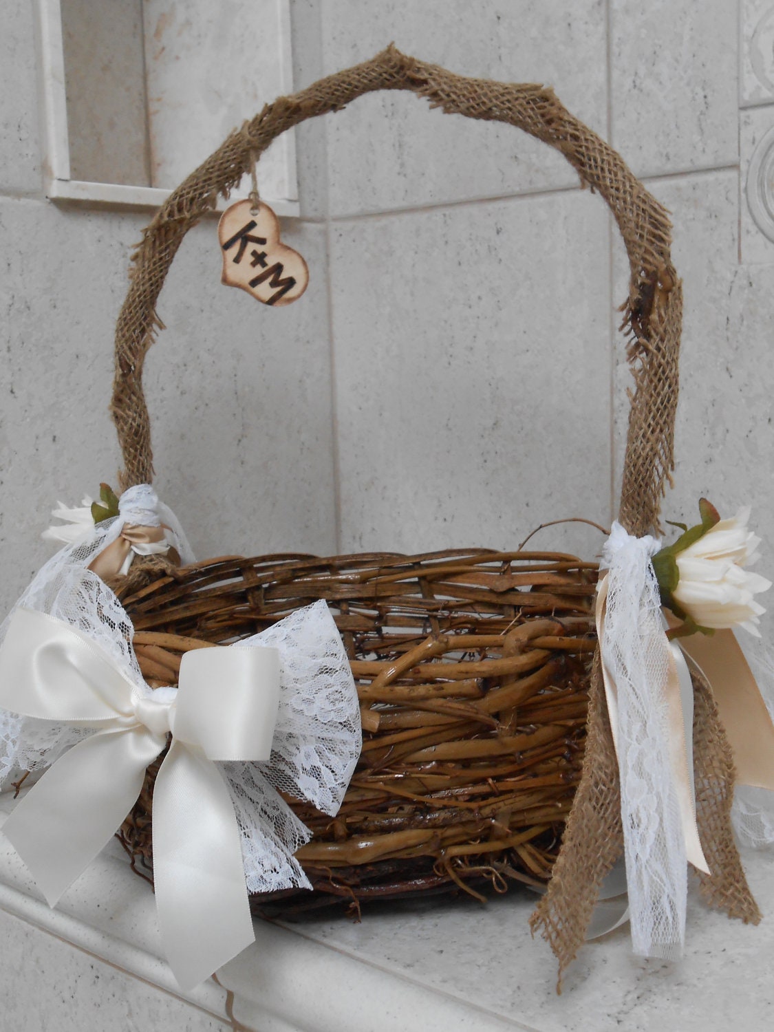 Flower Girl Basket Rustic / Shabby Wedding