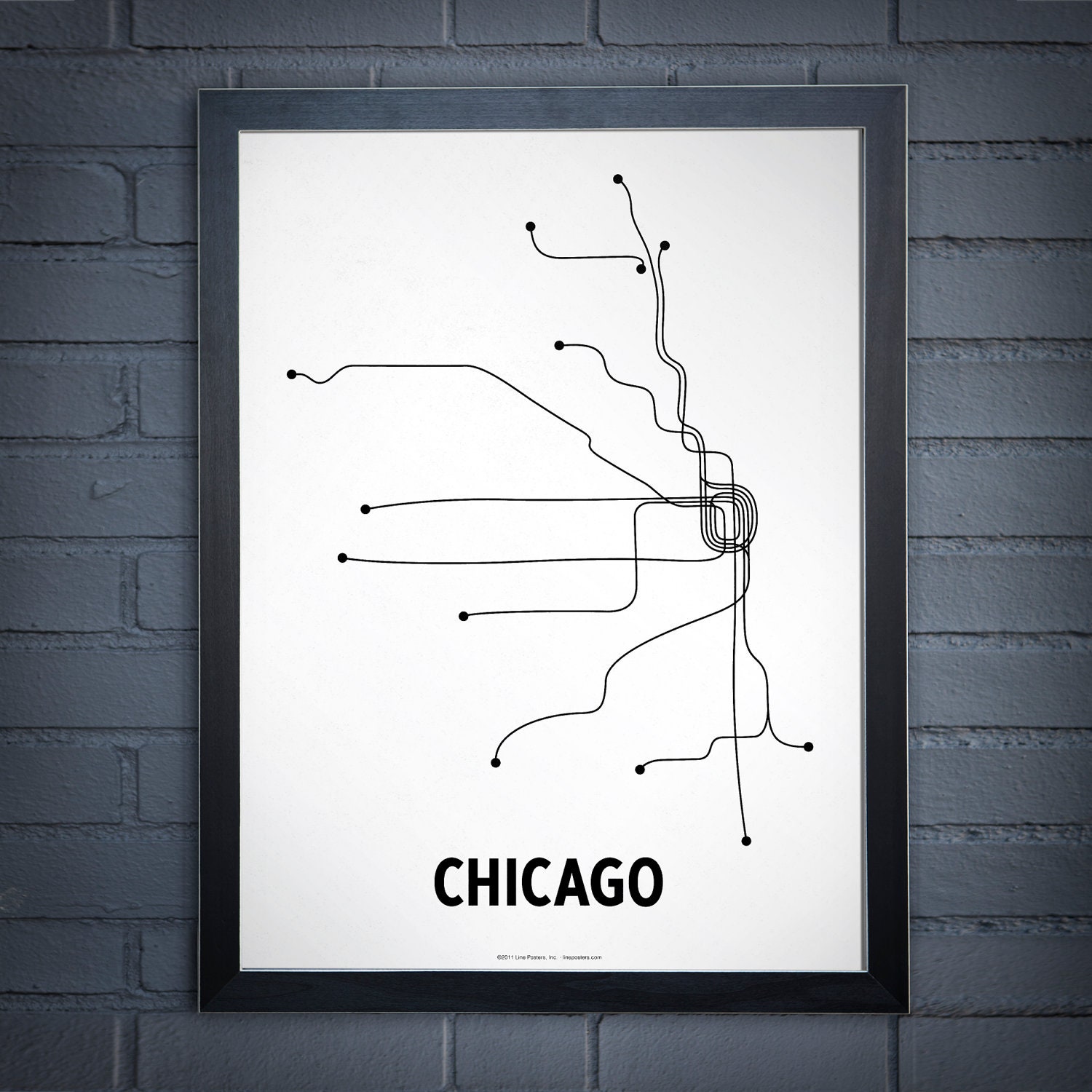 Chicago Lithograph - White/Black