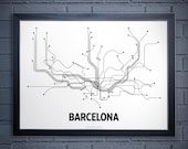 Barcelona Lithograph - White/Black