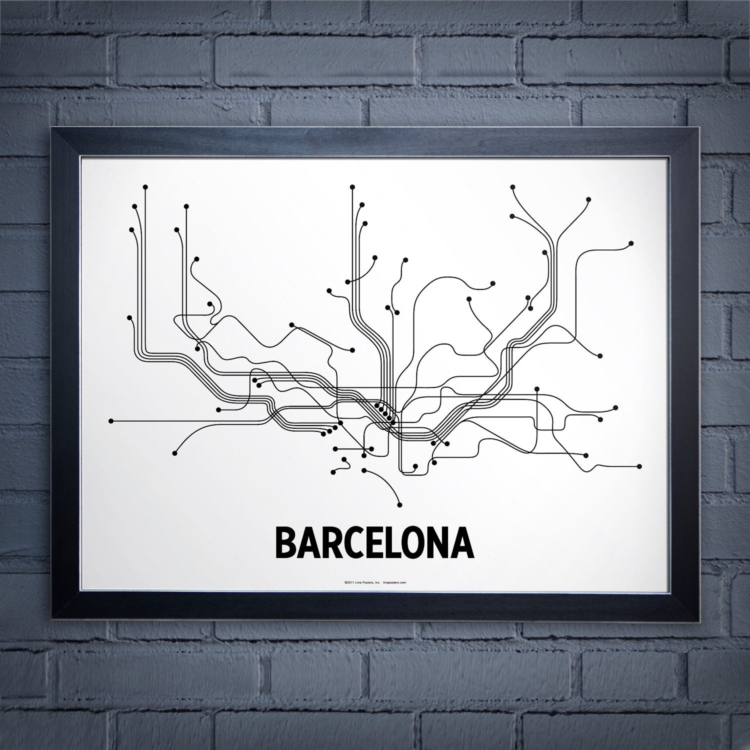 Barcelona Lithograph - White/Black