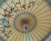Vintage Japanese Paper Bamboo Sun Umbrella - GrandVintageFinery