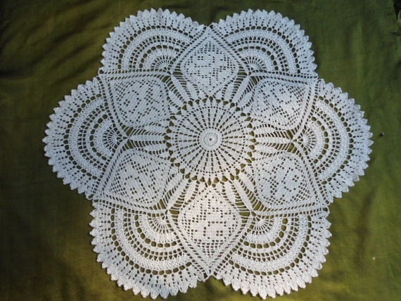 Crochet doily-  25 inches -  Large doily - White lace tablecloths