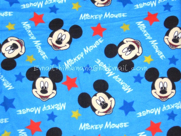 mi055/P - 1 Yard Cotton Flannel Fabric - Disney Cartoon Characters, Mickey Mouse and Star (W106)