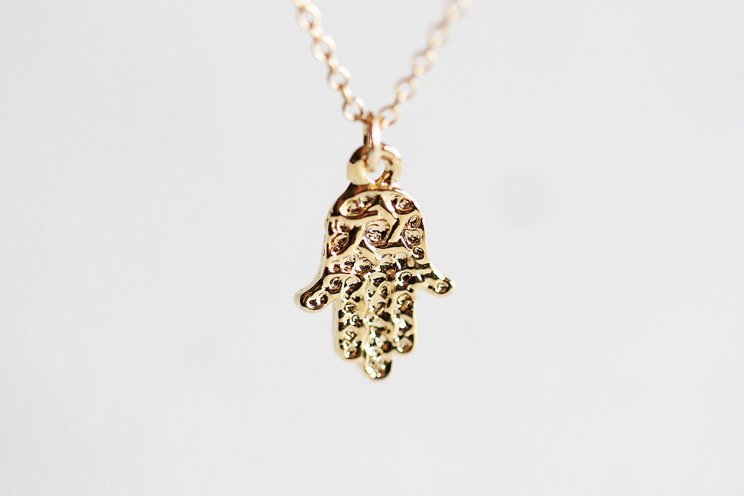 Hamsa Hand Gold Necklace - hand of fatima 18k gold plated over sterling silver, 14k gold filled necklace