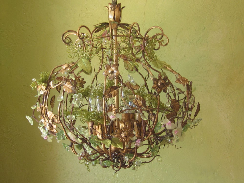 RESERVED for Diane: Chandelier Light, Woodland Secret Garden