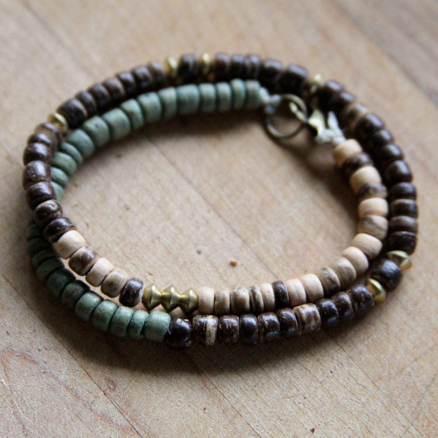 Double Wrap Coco & Brass Braclet - Jungle Breath