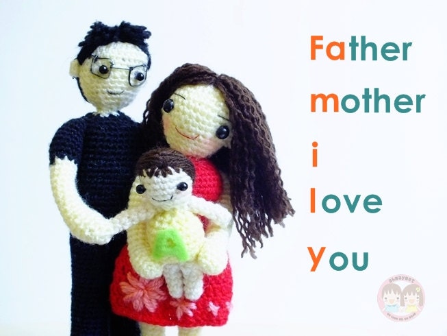 AMIGURUMI PATTERN : Family portrait father, mother and baby