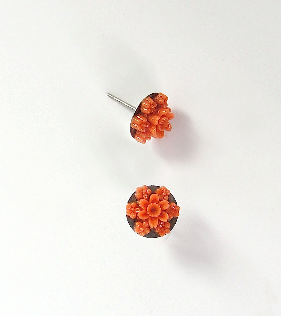 Orange flower Stud Earrings