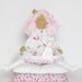 Handmade cloth doll, fairy tale doll Princess and the Pea in white pink dress,pink hair with kitty, fabric doll,stuffed doll - gift for girl