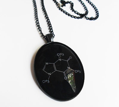 Caffeine Molecule Cameo Necklace Geek Science