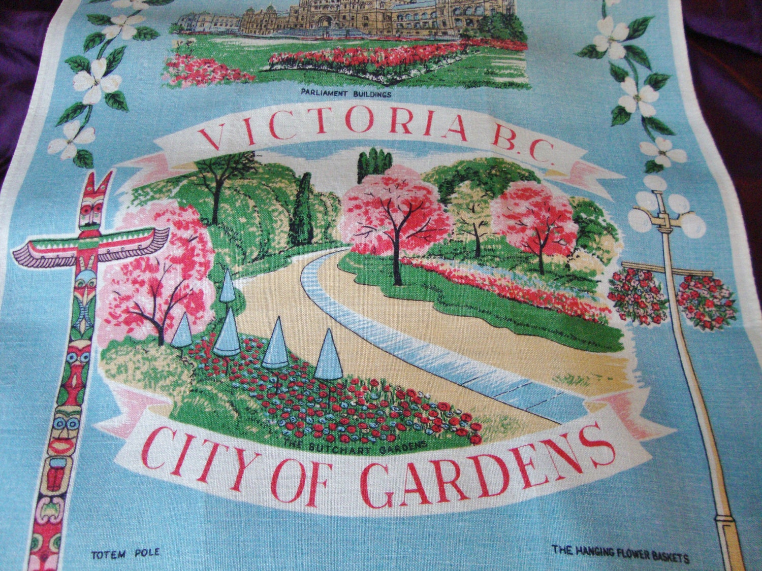 Victoria Canada Towel Vintage Wall Hanging Collectible