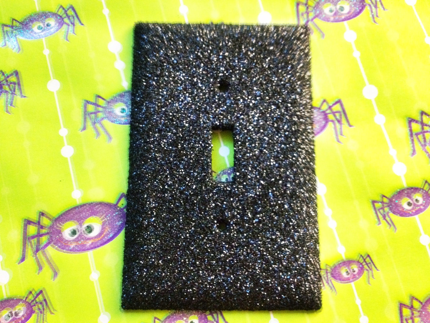 Black Glitter Light Switch Plate Cover - robotsnappingturtle