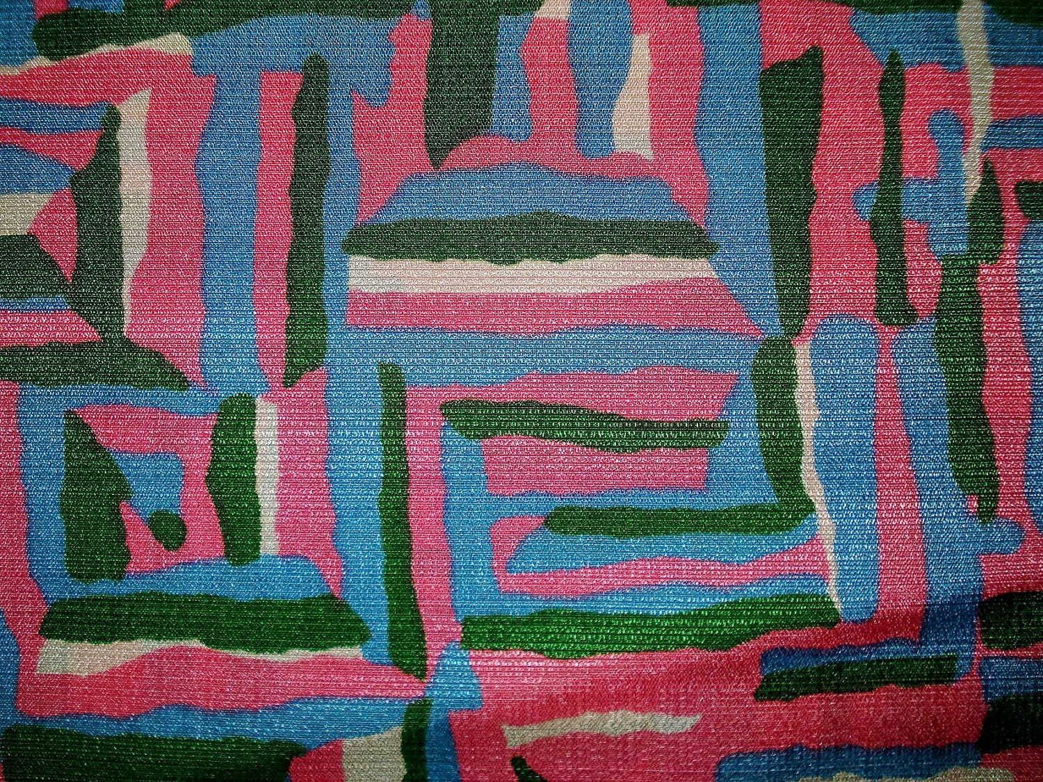 Vintage Retro 60s Fabric Remnant Pink Abstract Design - 3.5 yards