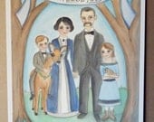 Custom Family Portrait Illustration - Victorian and Edwardian Inspired Watercolor Portrait Paintings