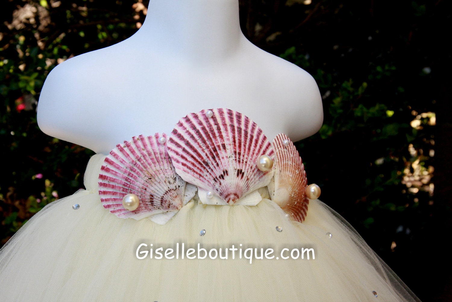 Flower girl dress Ivory Seashells Beach Wedding Tutu Dress. baby tutu dress, toddler tutu dress, wedding, birthday, Newborn, 2t,3t,4t,5t