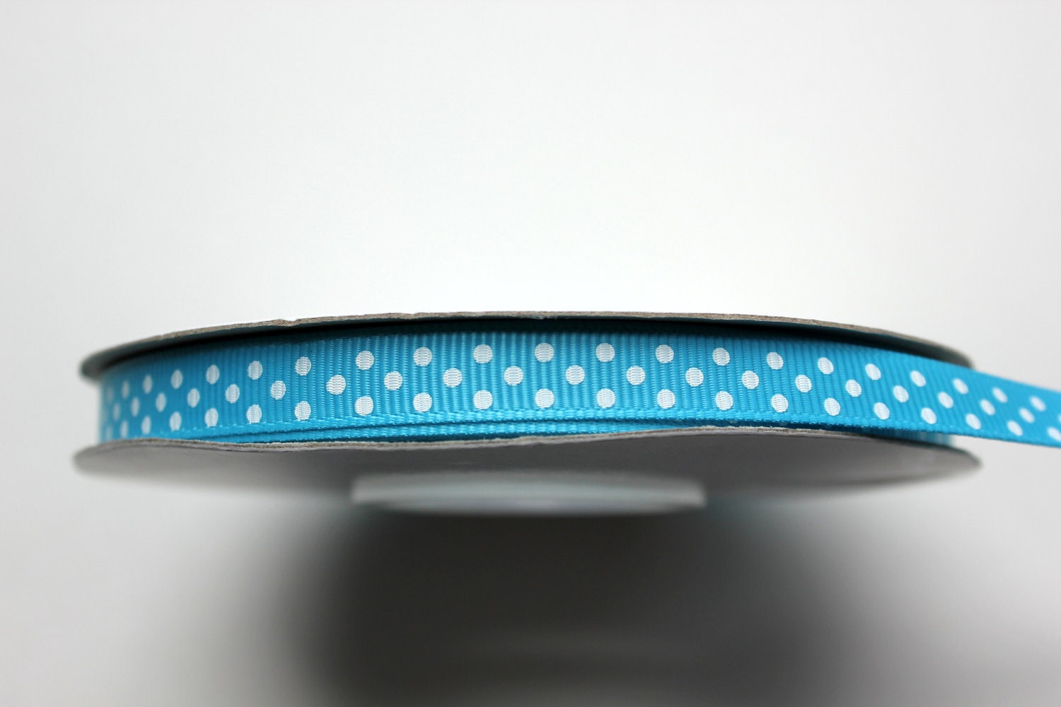 Grosgrain Ribbon Swiss Dots - 25 yard Spool of  3/8" Turquoise