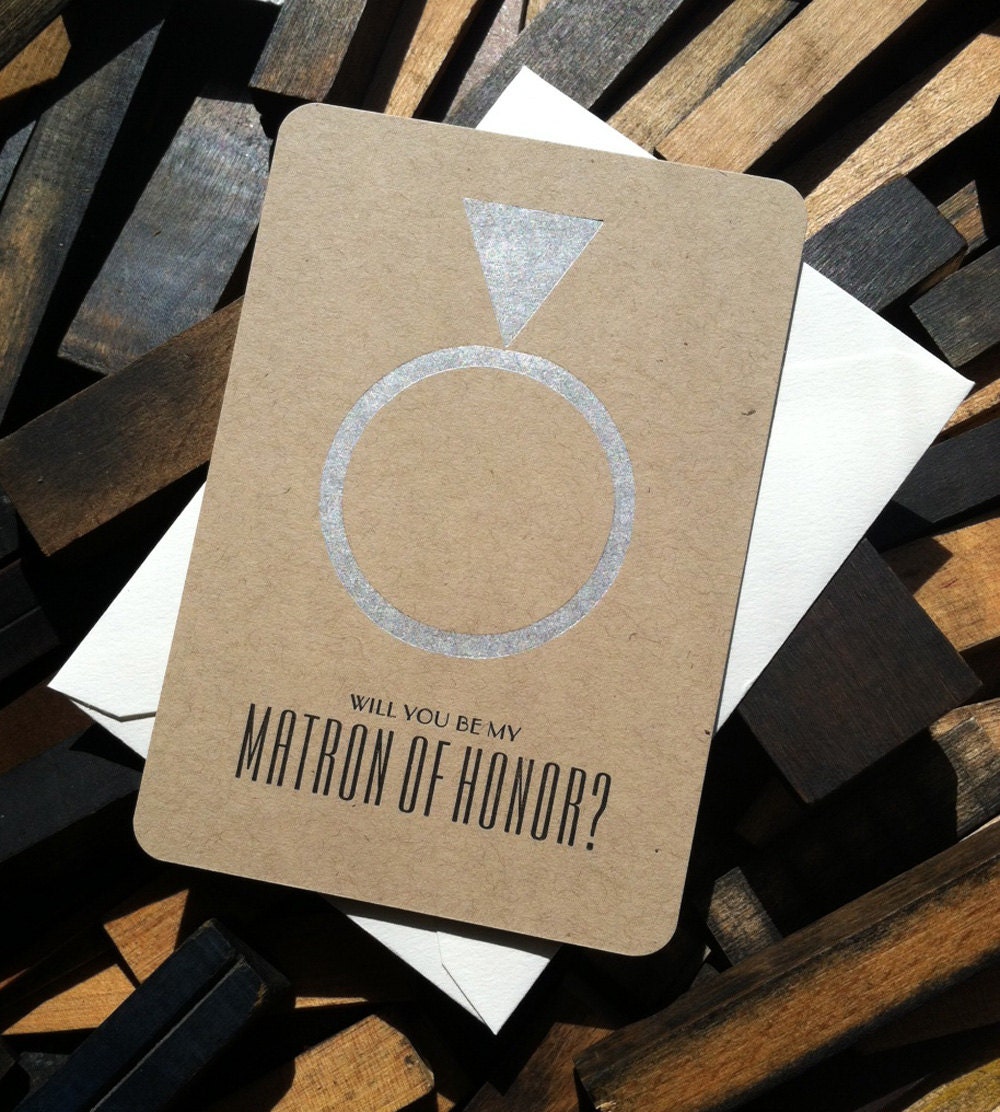 Will you be my Matron of Honor Cards - letterpress cards - weddings - handmade