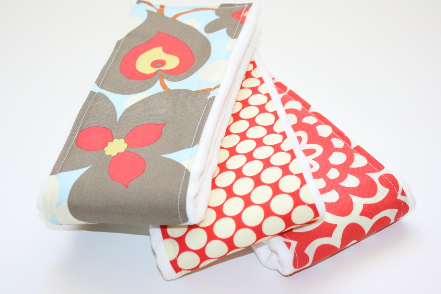 Cloth Diaper Burp Cloths - 3-Pack Coordinating - Amy Butler Lotus Collection