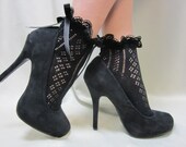 Paris peek a bow Lace socks for heels BLACK  Baby doll, Holiday parties crochet lace socks flats or heels catherine cole studio