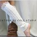 Crochet cable knit leg warmers ivory / womens great with cowboy boots / combat boots by Catherine Cole Studio legwarmers open work