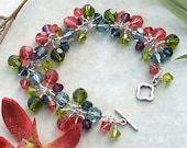 Handmade "Fiesta" Swarovski Crystal & Sterling Silver Cha Cha Cluster Bracelet