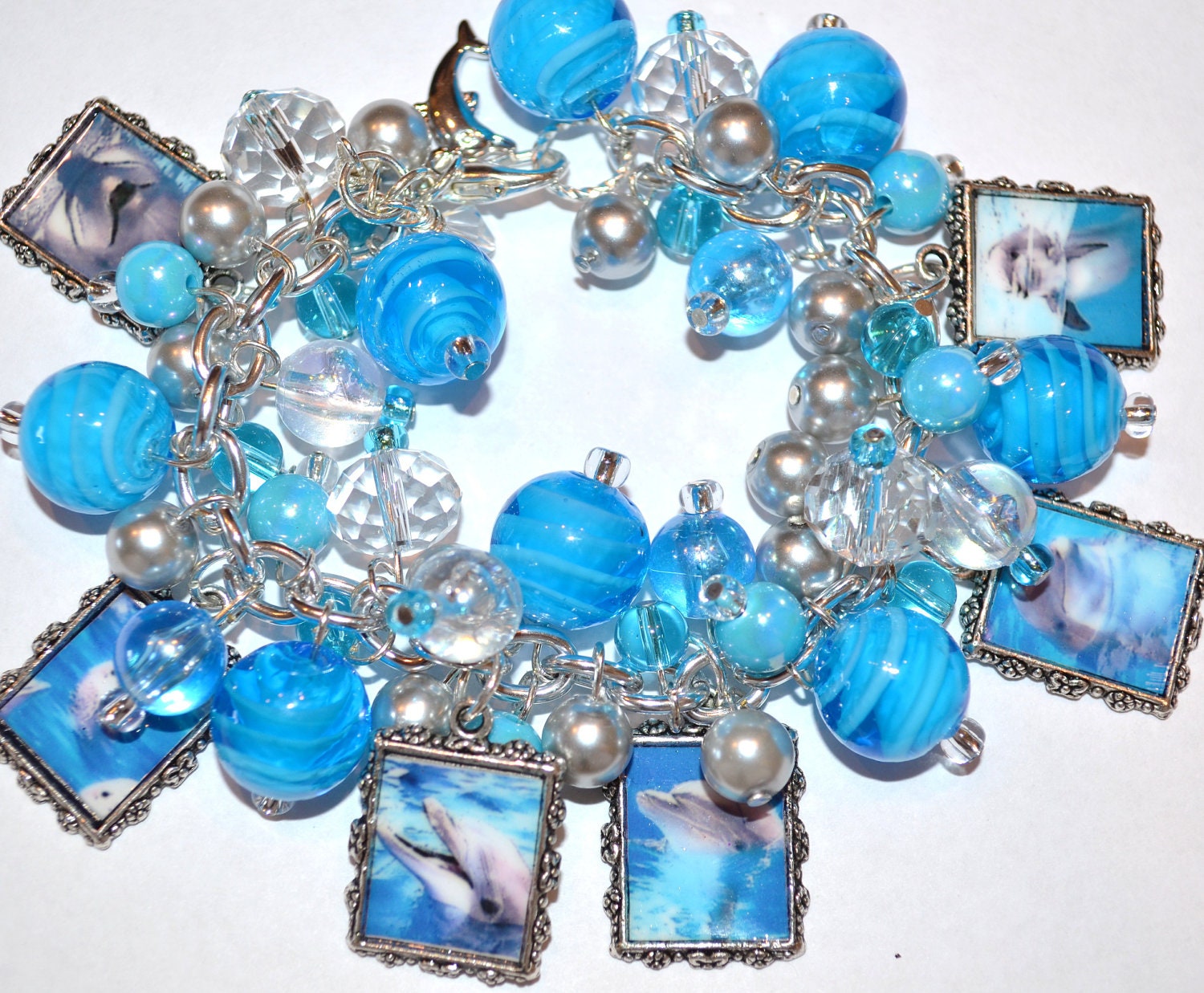 DOLPHIN CHARM BRACELET Handmade Altered Art Bracelet