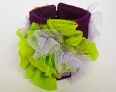 Zesty- Fabric EcoCuff bracelet- Fuchsia and Lime Silk- bridesmaid jewelry