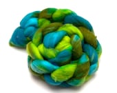 Hand-dyed Combed Top (Roving) Spinning Faux, Fake, Vegan Cashmere Fiber - "Lizard" 4 ounces