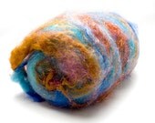 Fiber Batt, Art Batt, Fiber Art Batt for Spinning or Felting- "Perched Tweet " 4.5 ounces